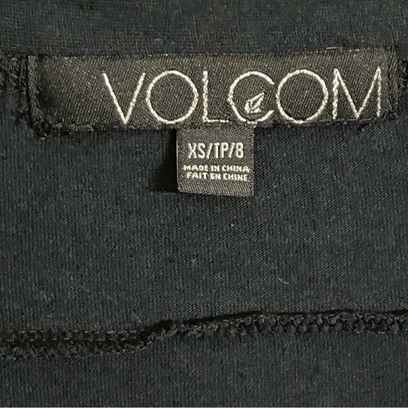 Volcom Long Sleeve Cowl Neck Black Midi Dress One Pocket Cinched Artsy Skater XS - Picture 3 of 10